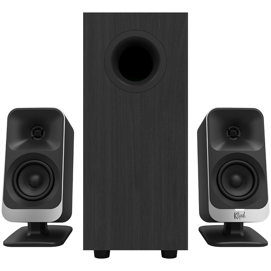 Klipsch ProMedia Lumina 2.1 datora skaļruņu sistēma ar zemfrekvences skaļruni un LED apgaismojumu, Bluetooth 5.3, USB-C, melna