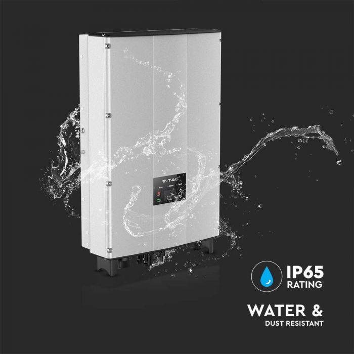 8,8 KW kolmefaasiline võrguinverter. "Verified by Distribution Grid", registreeritud kui V-TAC Exports Limited VT-6608305, saadaval valimiseks. Viieaastane garantii. IP65