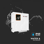 8 KW kolmefaasilise võrgu hübriidinverter, mis on registreeritud jaotusvõrgus V-TAC Exports Limited VT-6608303. IP66