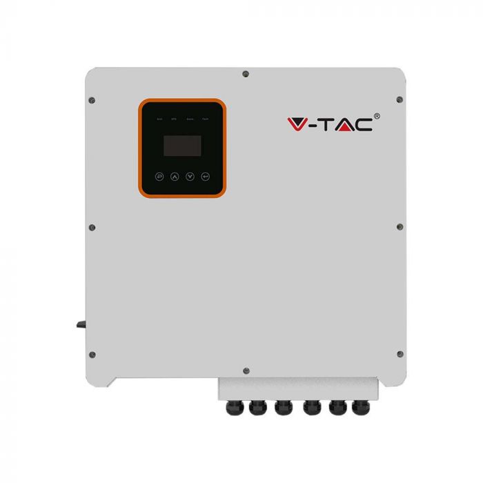 8 KW kolmefaasilise võrgu hübriidinverter, mis on registreeritud jaotusvõrgus V-TAC Exports Limited VT-6608303. IP66