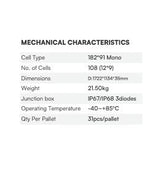 Saules panelis 410W ar melnu rāmi, 10 gadu garantiju un TUV NORD sertifikātu,36V(maksimāli 31,46V),izmērs 1722x1134x35mm,21.5kg,iekļauti MC4 konektori un 1m kabelis,zīmols V-TAC,VT-410