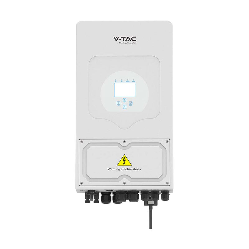 5KW hibrīda 1F invertors solārajai sistēmai, "Sadales Tīkla" verificēts ar kodu (SUN-5K-SG03LP1-EU), 1 fāze, 5gadu garantija, V-TAC/DEYE, IP65,LCD displejs,paredzēts līdz 3gab 10kw/h akumulatoriem vai 6gab. 5kw/h,120A uzlāde