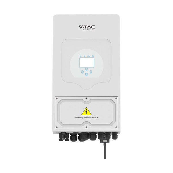 Gaidam piegādi_5KW hibrīda 1F invertors solārajai sistēmai, "Sadales Tīkla" verificēts ar kodu (SUN-5K-SG03LP1-EU), 1 fāze, 5gadu garantija, V-TAC/DEYE, IP65,LCD displejs,paredzēts līdz 3gab 10kw/h akumulatoriem vai 6gab. 5kw/h,120A uzlāde