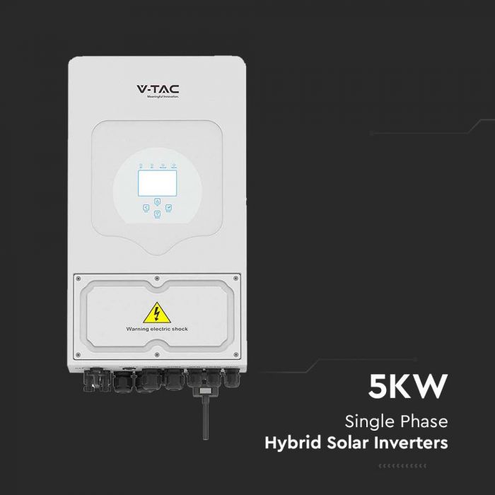 Gaidam piegādi_5KW hibrīda 1F invertors solārajai sistēmai, "Sadales Tīkla" verificēts ar kodu (SUN-5K-SG03LP1-EU), 1 fāze, 5gadu garantija, V-TAC/DEYE, IP65,LCD displejs,paredzēts līdz 3gab 10kw/h akumulatoriem vai 6gab. 5kw/h,120A uzlāde