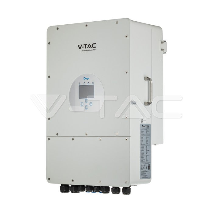 6KW hybrid 3F inverter for solar system, "Sadales Tīkla" code verified (SUN-6K-SG04LP3-EU), 3 phases, 5 years warranty, 380VAC, DEYE, IP65, LCD display, 150A charging
