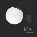 V-TAC sienas gaismeklis iekštelpām un ārtelpām ar 1xE27 LED spuldzi (spuldze nav iekļauta), matēts melns, IP44