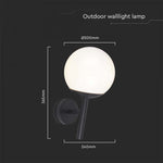 V-TAC wall luminaire for indoor and outdoor with 1xE27 LED bulb (bulb not included), matt black, IP44