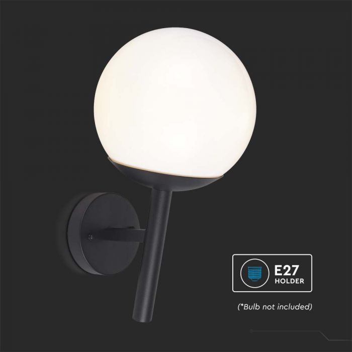 V-TAC wall luminaire for indoor and outdoor with 1xE27 LED bulb (bulb not included), matt black, IP44