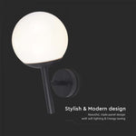 V-TAC wall luminaire for indoor and outdoor with 1xE27 LED bulb (bulb not included), matt black, IP44