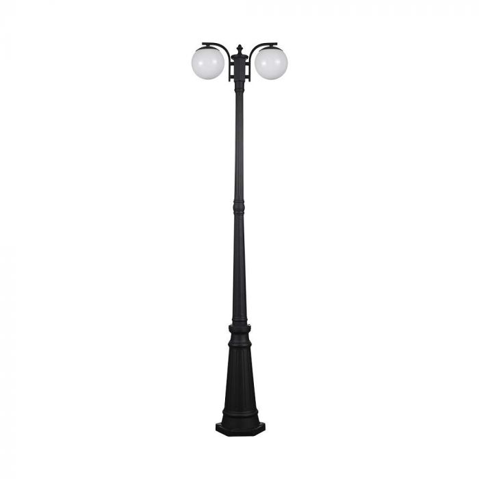 V-TAC trädgårdslyktram med 2xE27 LED-lampor (glödlampor ingår ej), mattsvart, IP44
