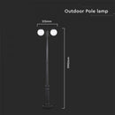 V-TAC aialaterna raam 2xE27 LED-pirnidega (pirnid ei kuulu komplekti), matt must, IP44