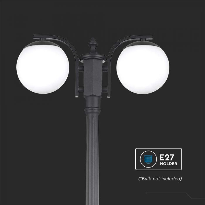 V-TAC aialaterna raam 2xE27 LED-pirnidega (pirnid ei kuulu komplekti), matt must, IP44