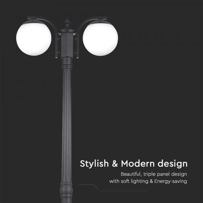 V-TAC aialaterna raam 2xE27 LED-pirnidega (pirnid ei kuulu komplekti), matt must, IP44