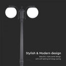 V-TAC aialaterna raam 2xE27 LED-pirnidega (pirnid ei kuulu komplekti), matt must, IP44