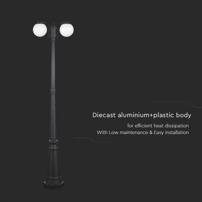 V-TAC aialaterna raam 2xE27 LED-pirnidega (pirnid ei kuulu komplekti), matt must, IP44