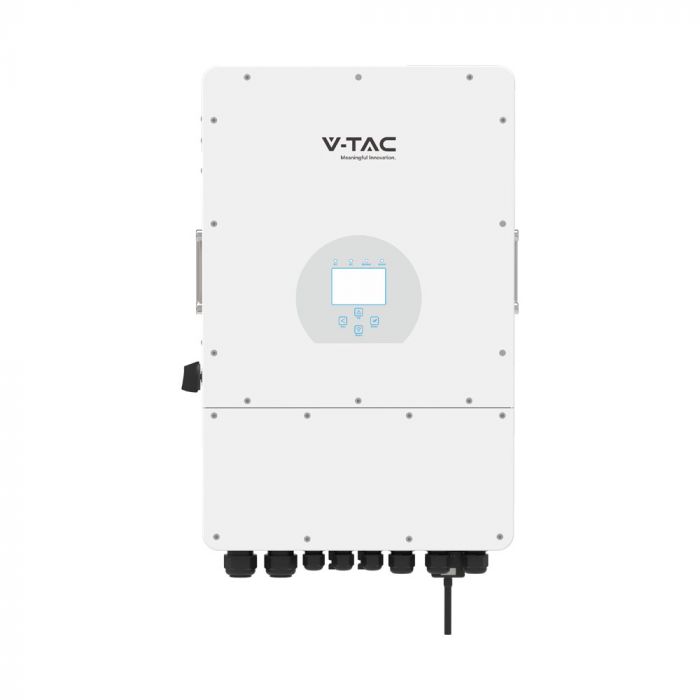 8KW hybrid 3F inverter for solar system, "Sadales Tīkla" code verified (SUN-8K-SG04LP3-EU), 3 phases, 10 years warranty, 380VAC, V-TAC/DEYE, IP65, LCD display, 190A charging