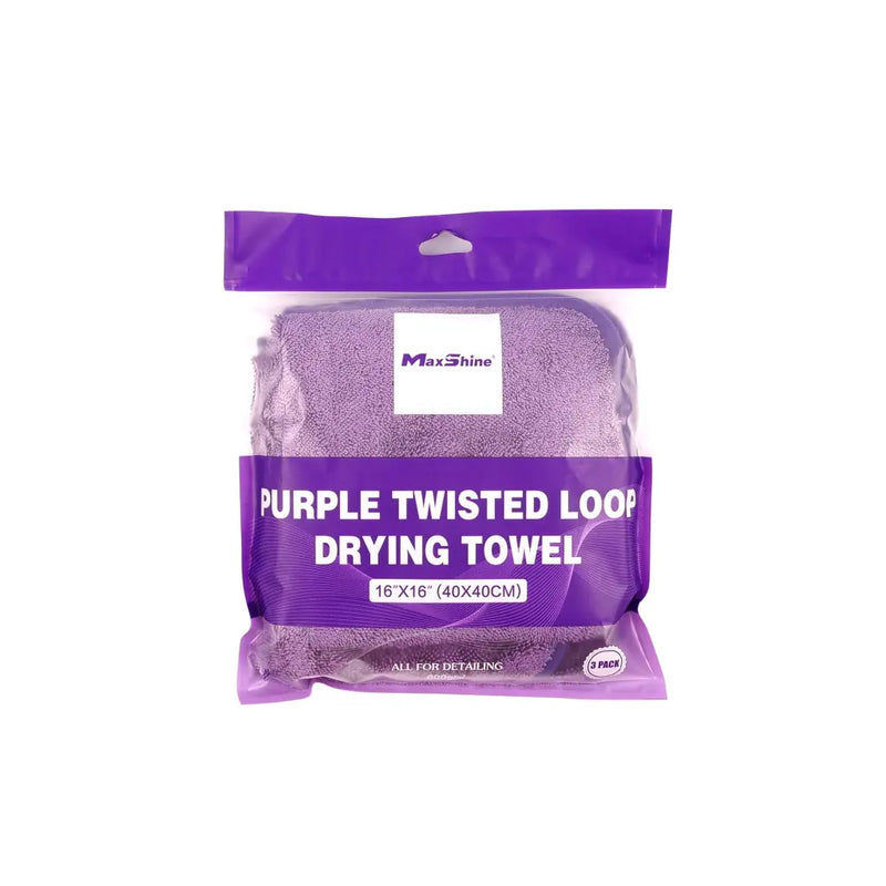 Maxshine Twisted Loop mikrošķiedras žāvēšanas lupatiņas, 600 g/m², 40 × 40 cm, violetas, 3 gab.