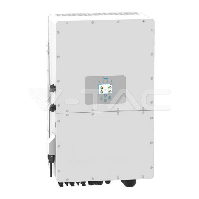 Трехфазный солнечный инвертор V-TAC мощностью 50 кВт с 4 MPPT, 150–850 В, IP65, макс. 55 кВт выходной мощности, 65 000 Вт входной мощности, от -40 до +60 °C, 527 × 894 × 294 мм