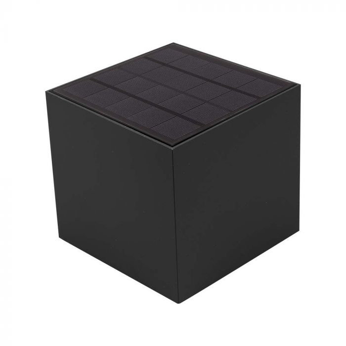 3W(860Lm) светодиодный солнечный передний светильник с PIR датчиком, V-TAC, IP65, квадратный, черный, нейтральный белый свет 4000K