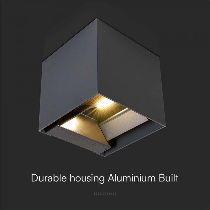 3W(860Lm) LED solārais fasādes gaismeklis  ar PIR sensoru, V-TAC, IP65, kvadrāta, melns, silti balta gaisma 3000K