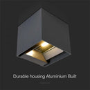 3W(860Lm) LED solārais fasādes gaismeklis  ar PIR sensoru, V-TAC, IP65, kvadrāta, melns, silti balta gaisma 3000K