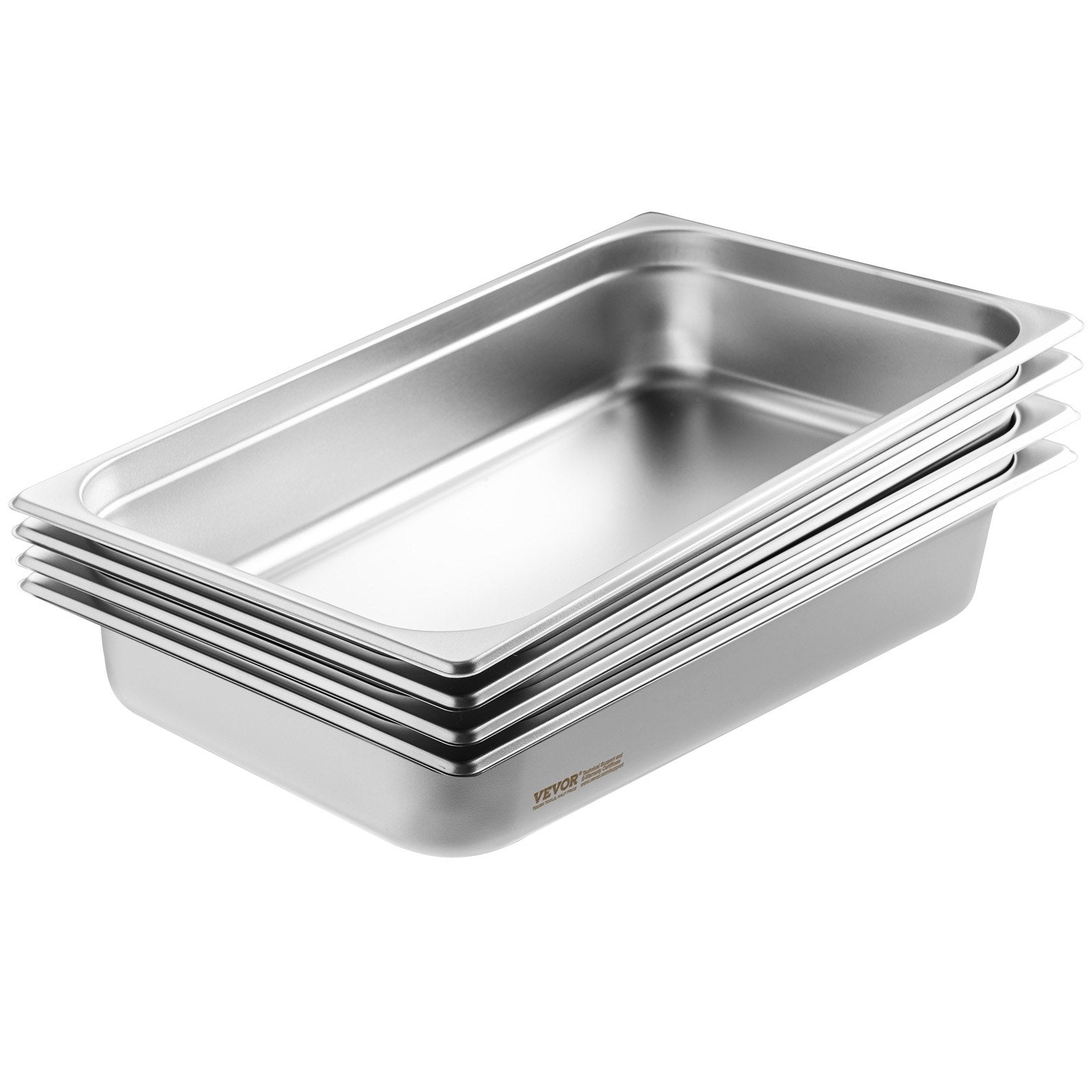 VEVOR 4 gab. pilna izmēra viesnīcas pannas, tvaika galds, nerūsējošā tērauda, 10 cm dziļas, ar vāku