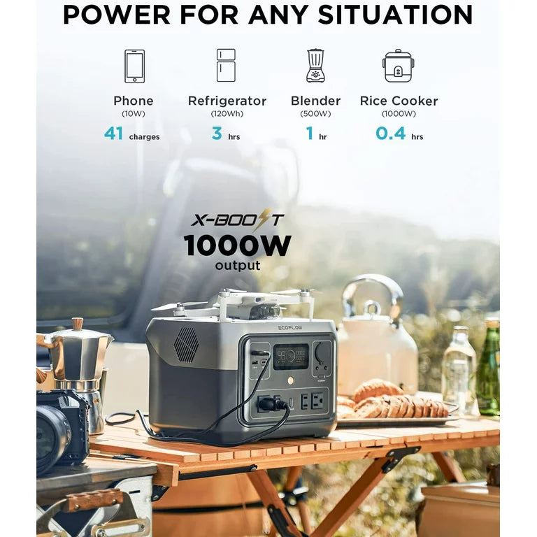 Ecoflow River 2 Max charging station 512Wh, 9 outlets, 500W output, X-Boost 1000W