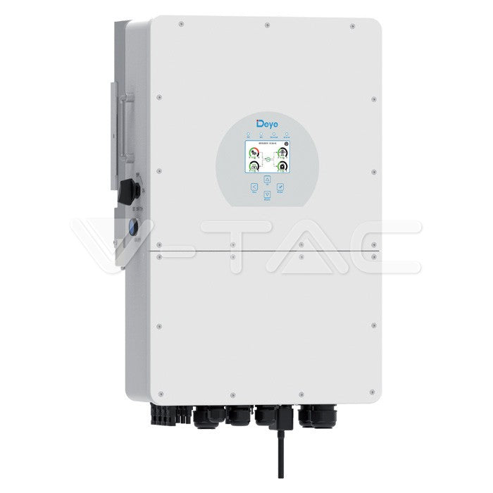 DEYE 10KW SUN-10K-SG01HP3-EU-AM2 HV hübriidinverter, 3 faasi, 10-aastane garantii, 380VAC, IP65, LCD ekraaniga.