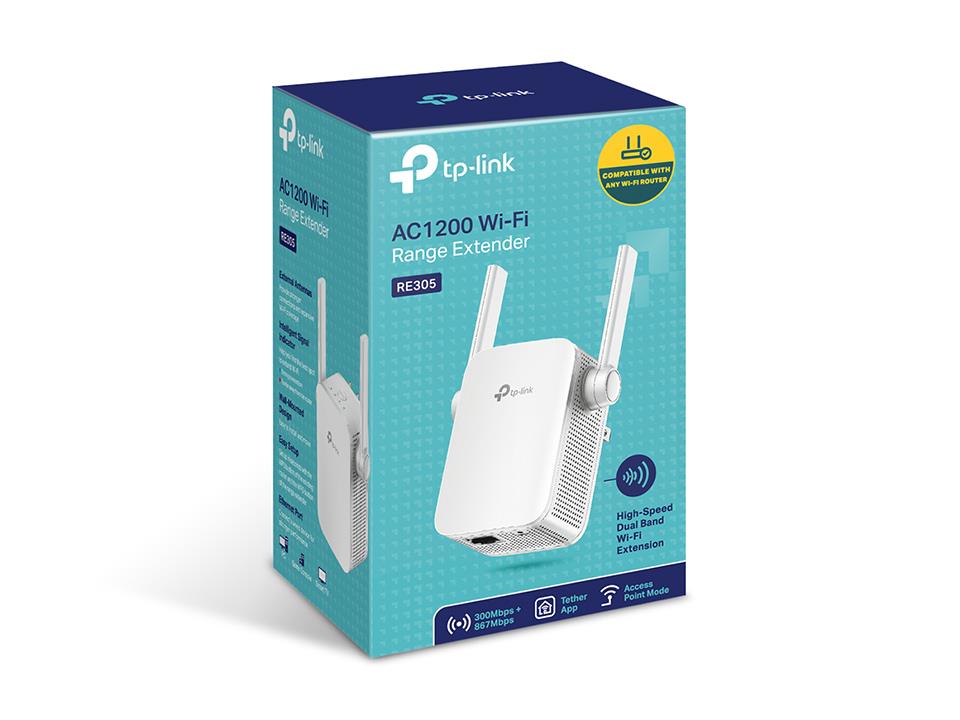 Diapazona paplašinātājs 2.4GHz & 5GHz(11ac), 17 dBm, 1200 Mbps, 80x78x77mm