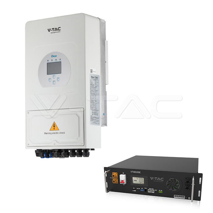 V-TAC Deye 6 kW ühefaasilise inverteri komplekt (mudel 11529) koos 5,12 kWh akuga (mudel 11377)