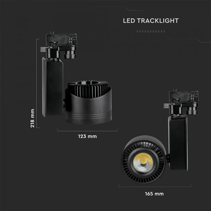 45W(2300Lm) LED COB armatur för strömskenor, V-TAC, IP20, kallvitt ljus 5000K