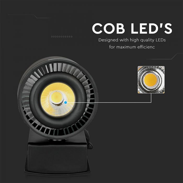 45W(2300Lm) LED COB armatur för strömskenor, V-TAC, IP20, kallvitt ljus 5000K