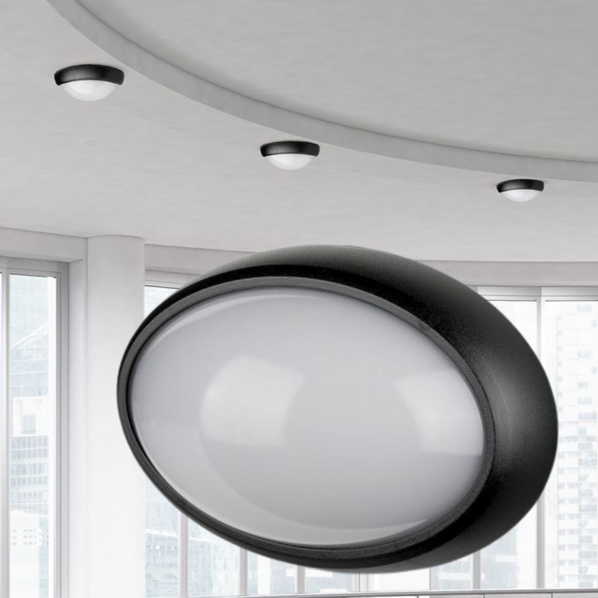 8W(560Lm) LED ceiling, oval, black, IP54, V-TAC, warm white light 3000K