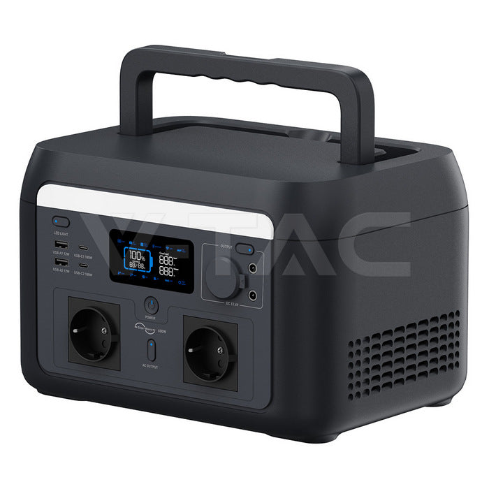 V-TAC 600 W / 512 Wh portatīvā barošanas stacija ar LiFePO4 akumulatoru un WiFi
