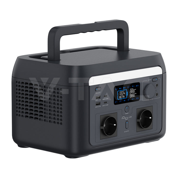 V-TAC 600 W / 512 Wh portatīvā barošanas stacija ar LiFePO4 akumulatoru un WiFi