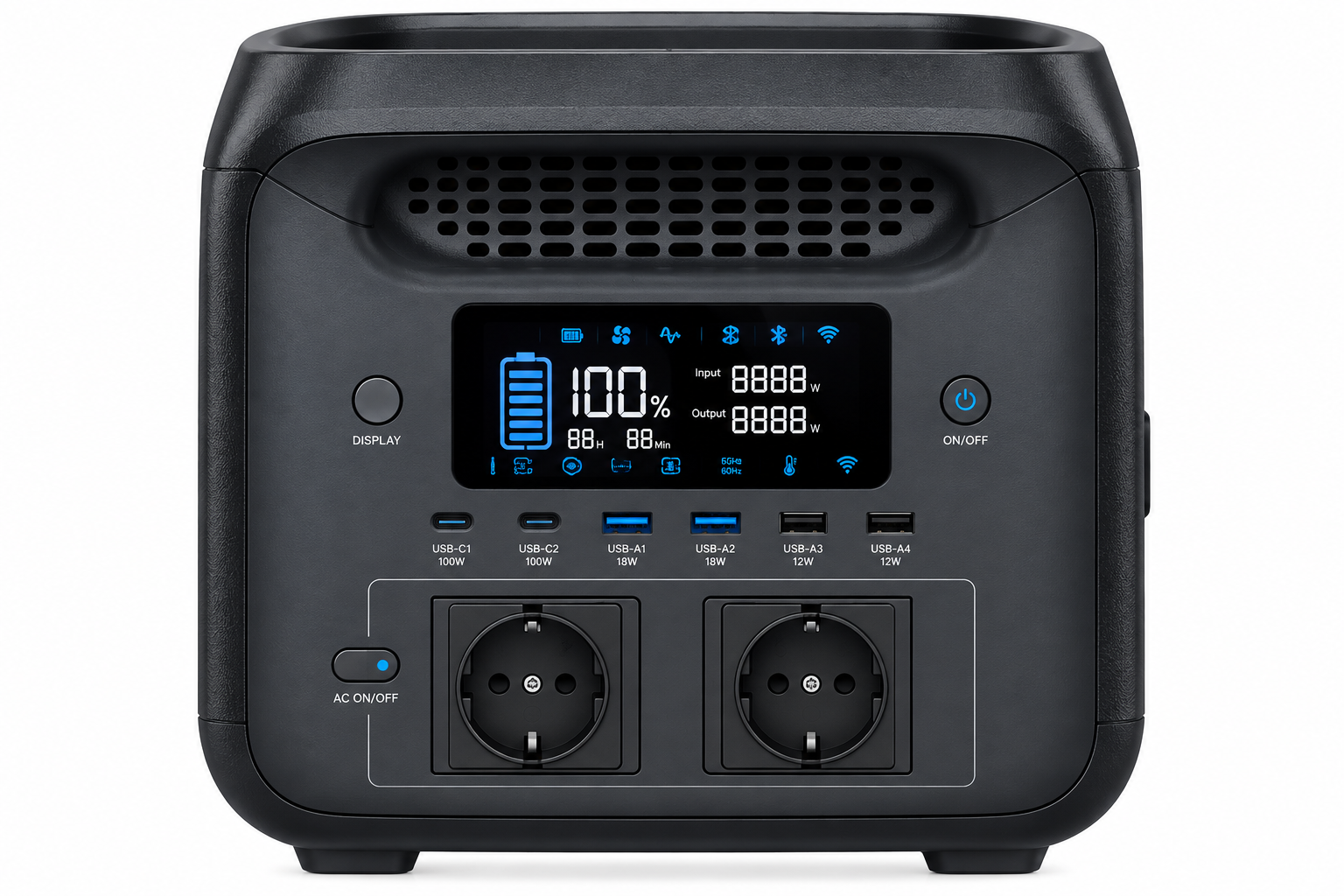 V-TAC 1000 W / 614 Wh portatīvā barošanas stacija ar LiFePO4 akumulatoru un WiFi