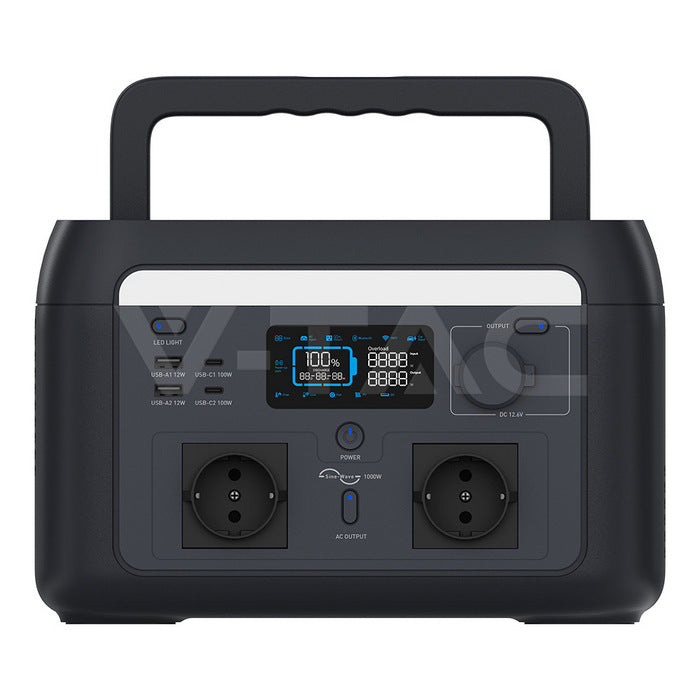 V-TAC 1000 W / 614 Wh portatīvā barošanas stacija ar LiFePO4 akumulatoru un WiFi
