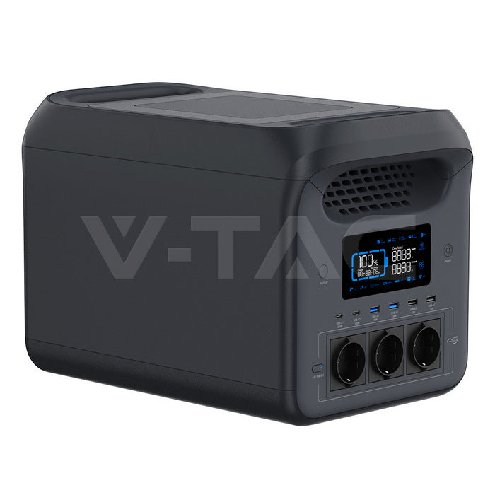 Портативная зарядная станция V-TAC мощностью 1800 Вт / 1229 Вт·ч с аккумулятором LiFePO4 и Wi-Fi