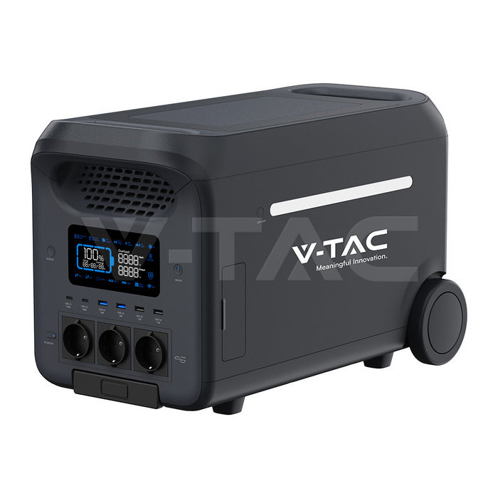 V-TAC 3000 W / 2560 Wh Portable Power Station with LiFePO4 Battery and Wi-Fi