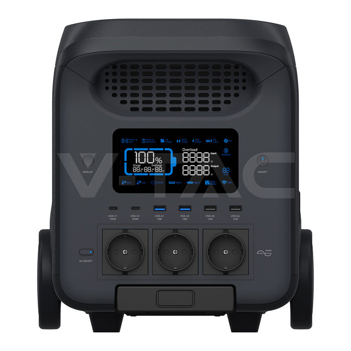 V-TAC 3000 W / 2560 Wh portatīvā barošanas stacija ar LiFePO4 akumulatoru un WiFi