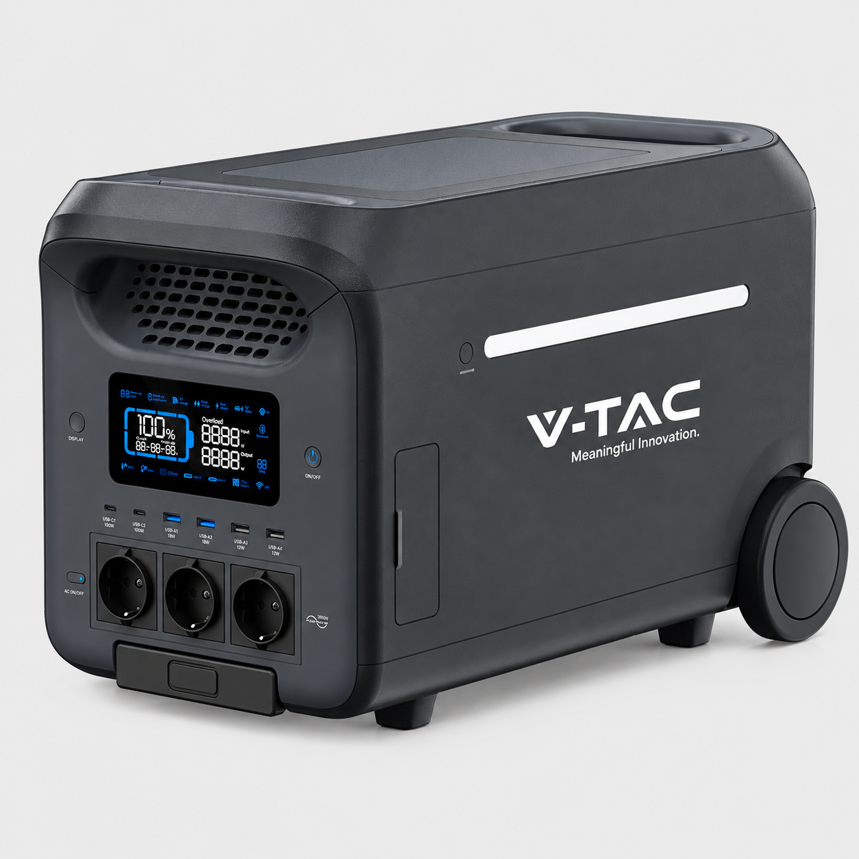 V-TAC 3000 W / 2560 Wh portatīvā barošanas stacija ar LiFePO4 akumulatoru un WiFi
