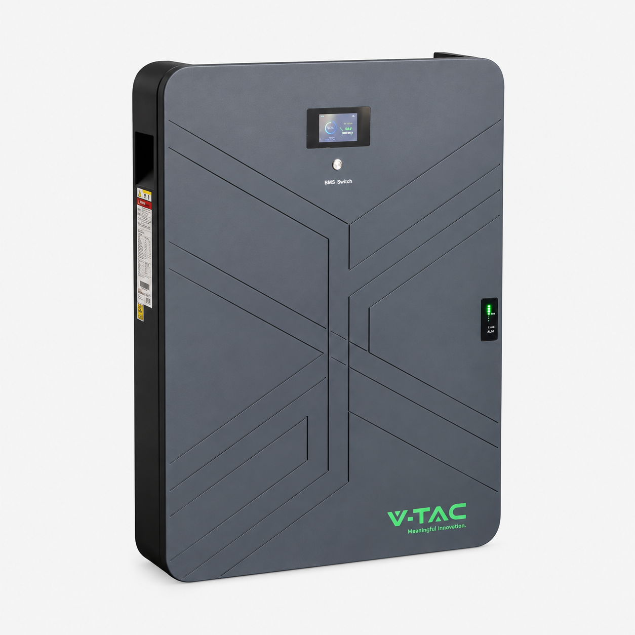 V-TAC 14,33 kWh LiFePO4 akumulators VT-14033, sienas montāža, IP20, 8000 cikli, Ultra Thin melns korpuss