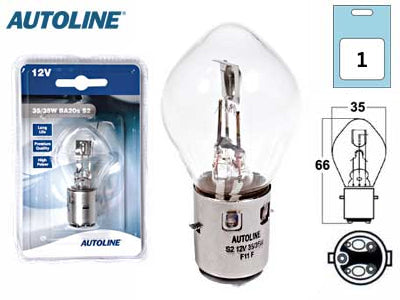 Metāla spuldzes patrona BA20d, 12 V, 35 W/35 W, 30 g, blisteriepakojumā