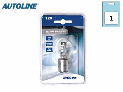 Metāla spuldzes patrona BA20d, 12 V, 35 W/35 W, 30 g, blisteriepakojumā