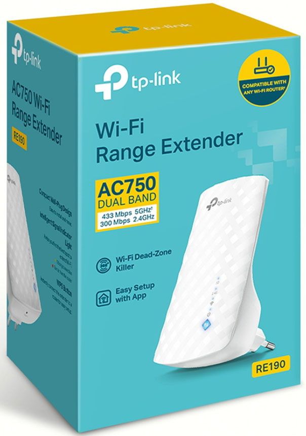 Signāla Pastiprinātājs TP-Link RE190, 750Mb/s, Balts (RE190)