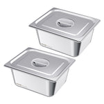 Nerūsējošā tērauda tvaika gastronomijas trauki ar vākiem, 1/2 izmērs, dziļums 148 mm, tilpums 9 l, 2 gab. komplekts