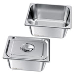 Nerūsējošā tērauda tvaika gastronomijas trauki ar vākiem, 1/2 izmērs, dziļums 148 mm, tilpums 9 l, 2 gab. komplekts
