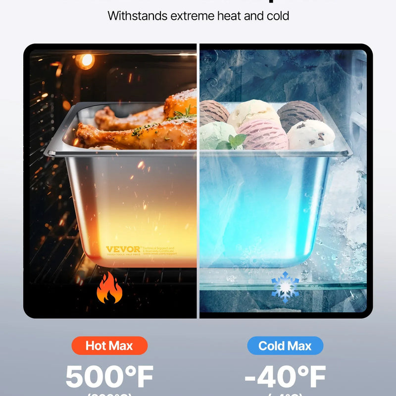 Nerūsējošā tērauda tvaika gastronomijas trauki ar vākiem, 1/2 izmērs, dziļums 148 mm, tilpums 9 l, 2 gab. komplekts