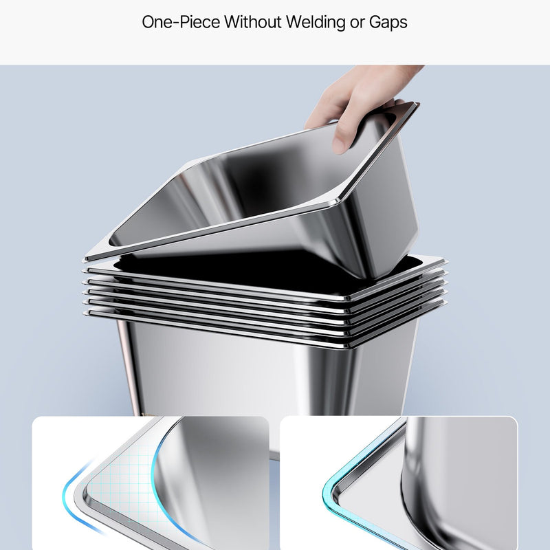 Nerūsējošā tērauda tvaika gastronomijas trauki ar vākiem, 1/2 izmērs, dziļums 148 mm, tilpums 9 l, 2 gab. komplekts