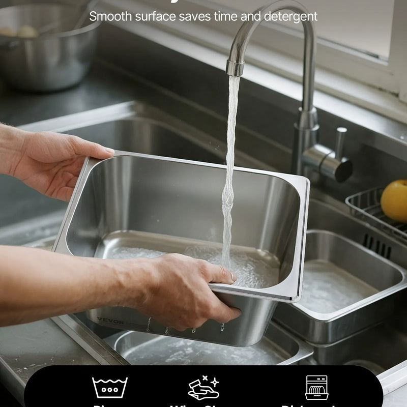 Nerūsējošā tērauda tvaika gastronomijas trauki ar vākiem, 1/2 izmērs, dziļums 148 mm, tilpums 9 l, 2 gab. komplekts